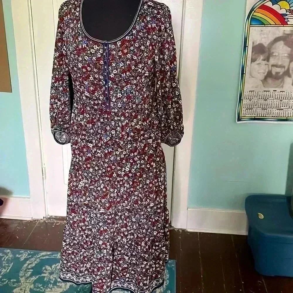 Max studio little house on the Prairie cottage core tiered floral dress NWT L